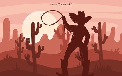 Ilustração da silhueta do cowboy
