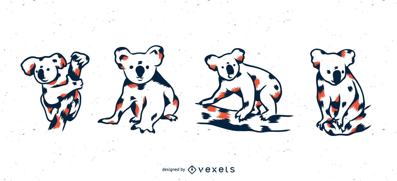 Koala Duotone Illustration Set