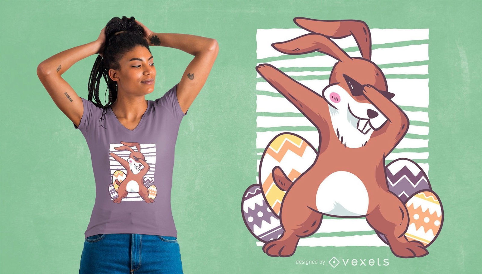 Dabbing Easter Bunny T-Shirt Design
