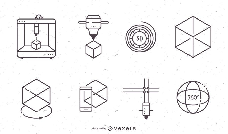 Download 3D Printing Icons Set - Vector download
