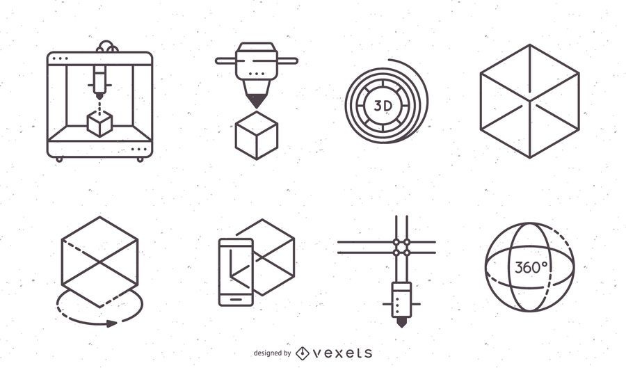 Download 3D Printing Icons Set - Vector download