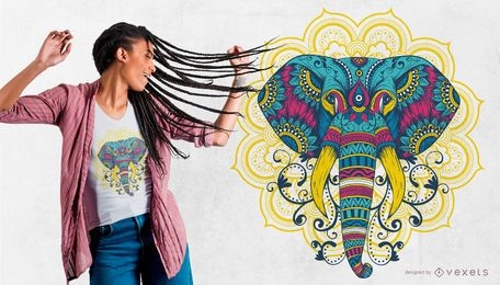 Colorful Mandala Elephant T-Shirt Design
