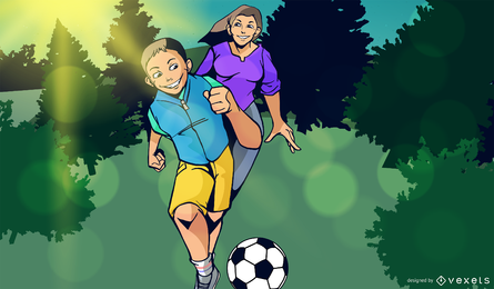 Projeto de ilustração de família de futebol Projeto de ilustração de família de futebol