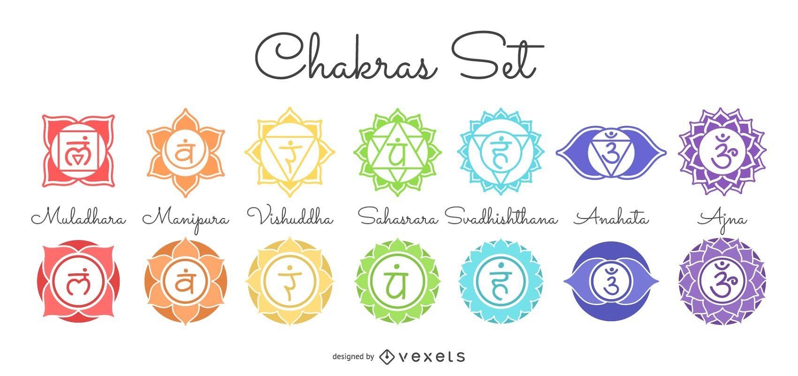 Conjunto de símbolos de chakras