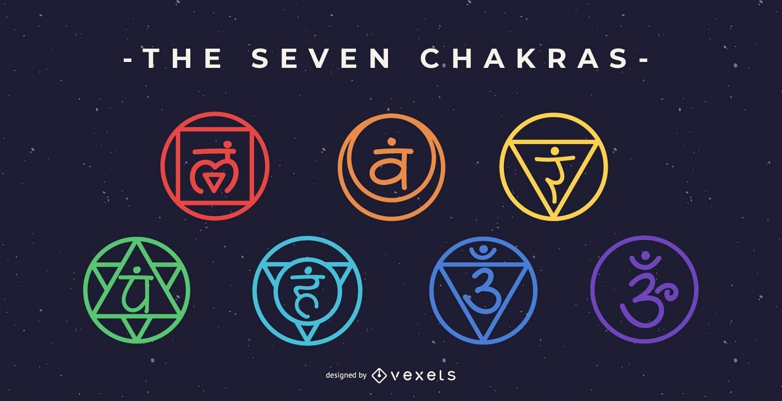 Conjunto de n?on de sete chakras
