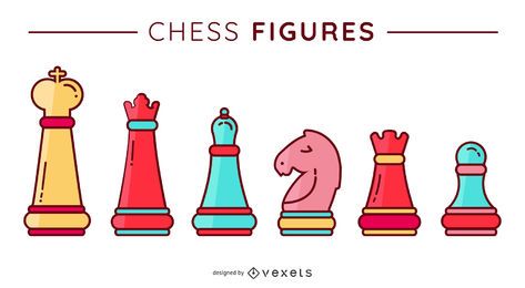 Chess Figures Flat Vector Set Chess Figures Flat Vector Set