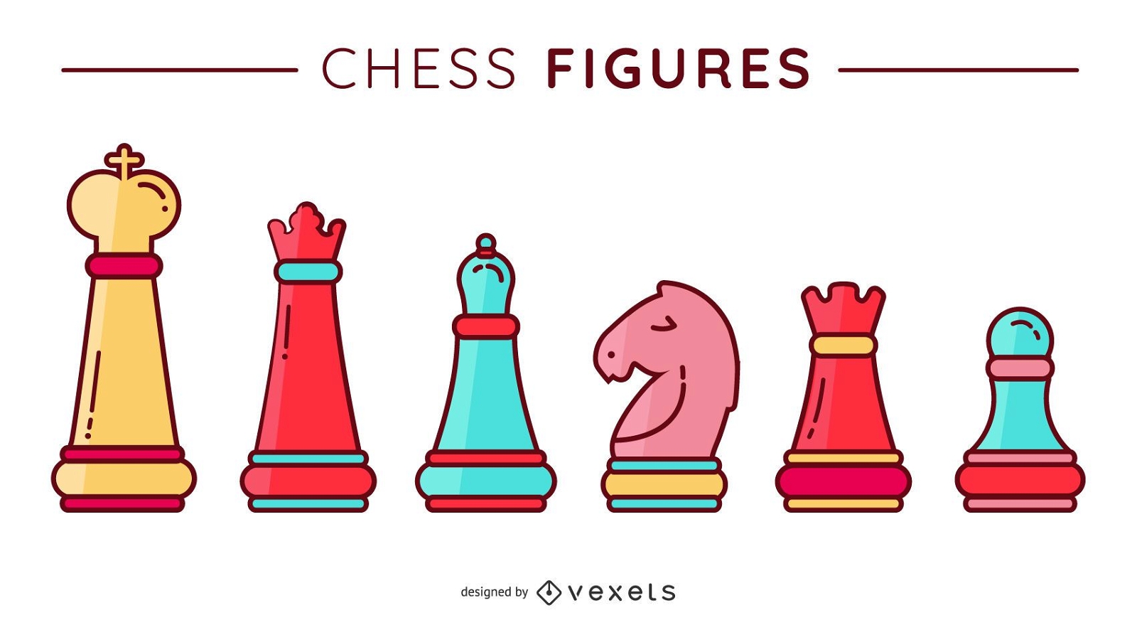 Schachfiguren Flat Vector Set