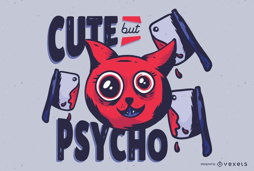 Download Cute But Psycho Cat Illustration - Vector Download