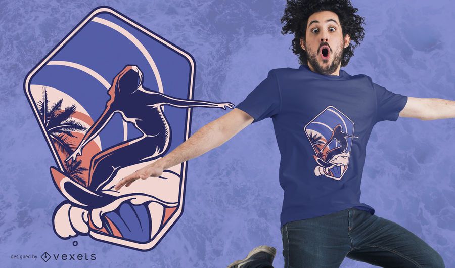 Design de t-shirt de silhueta de surf Design de t-shirt de silhueta de surf