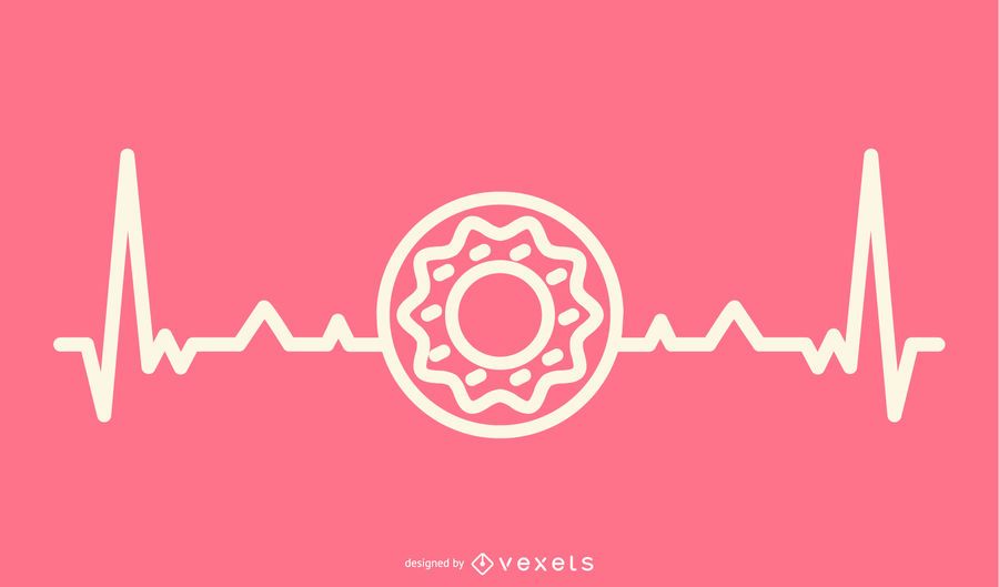 Donut With Heartbeat Line Illustration Donut With Heartbeat Line Illustration