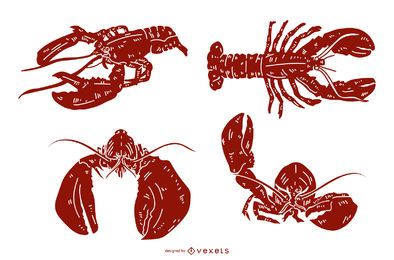 Lobster Detailed Silhouette Set