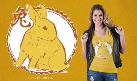Diseño de camiseta de conejo chino