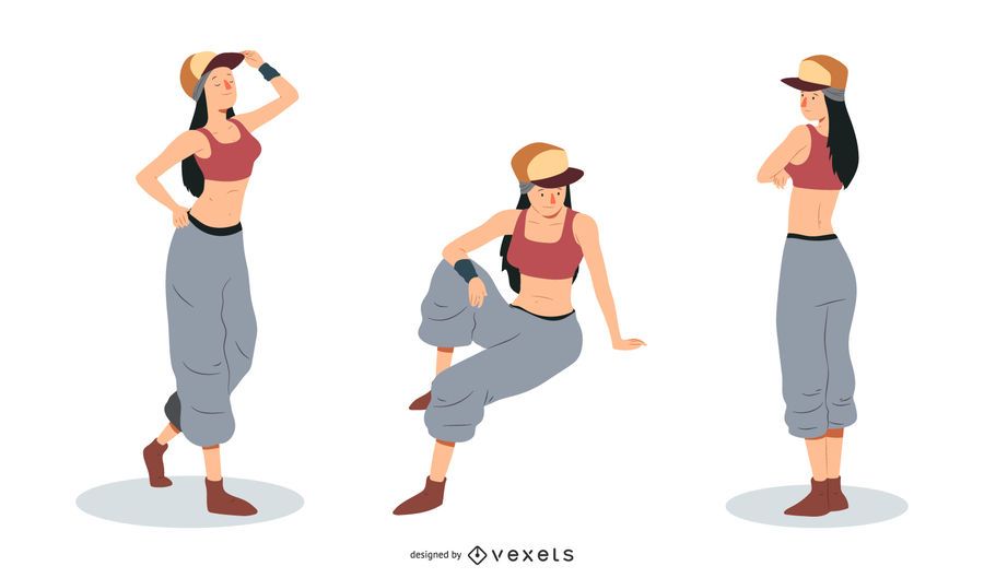 Conjunto de vetores de mulher rapper Conjunto de vetores de mulher rapper