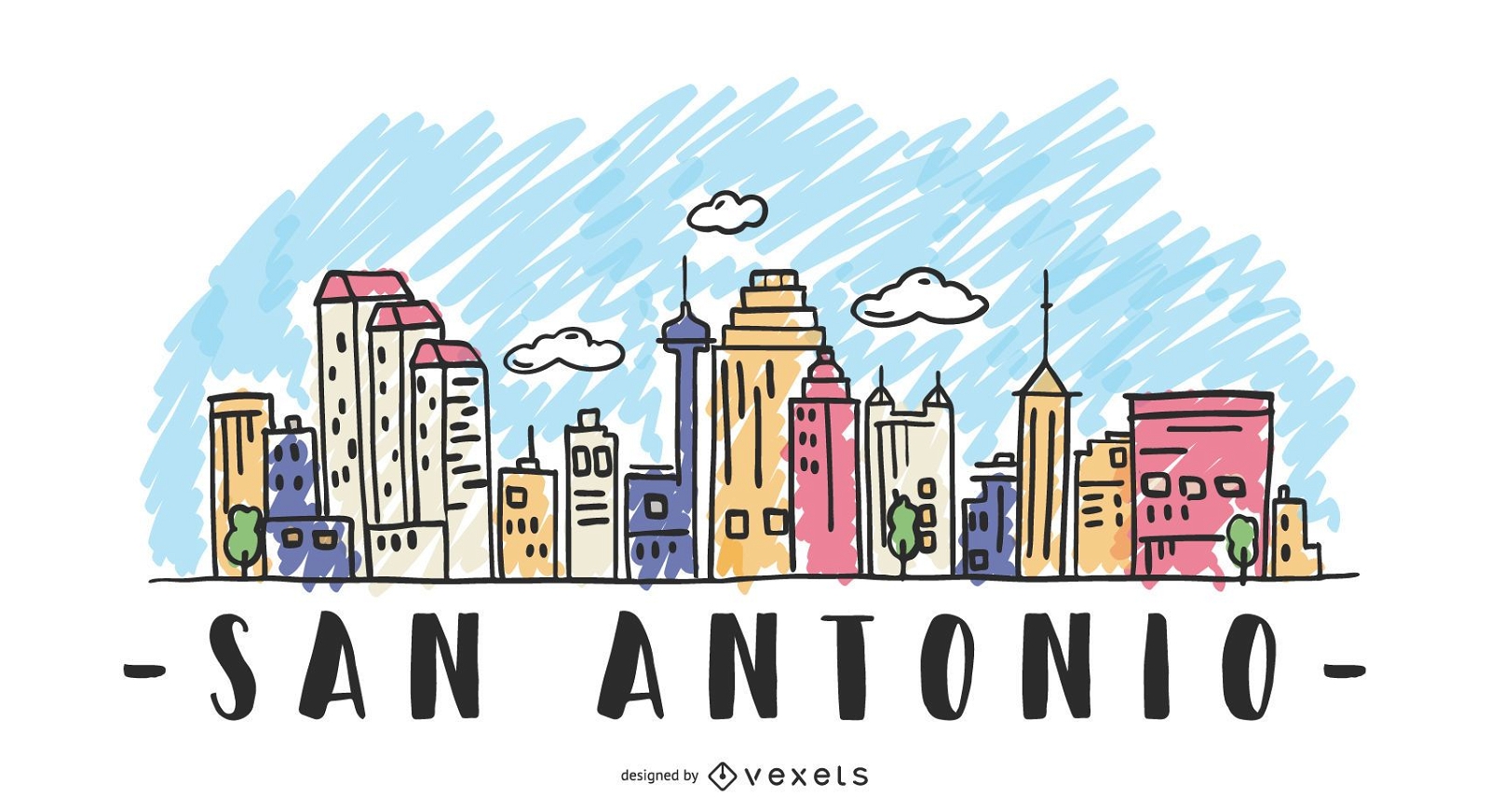 San Antonio USA Skyline Design 