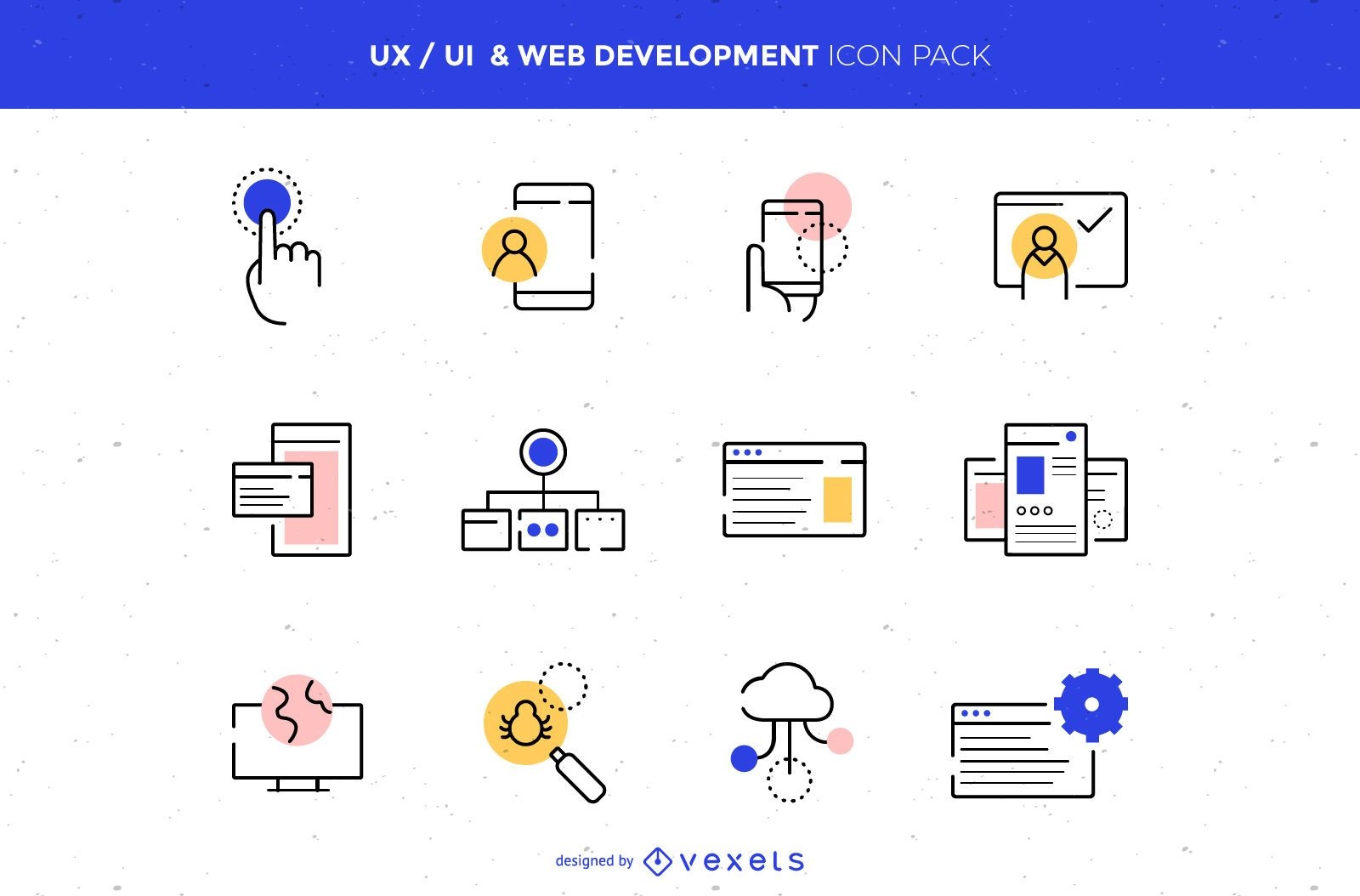 Paquete de iconos de UX / UI y desarrollo web