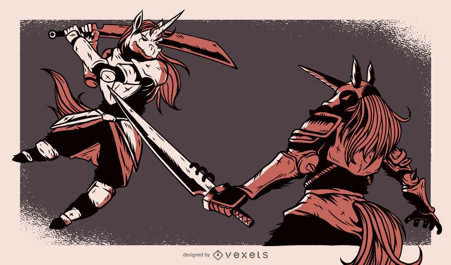 Unicorns Fight Illustration Unicorns Fight Illustration