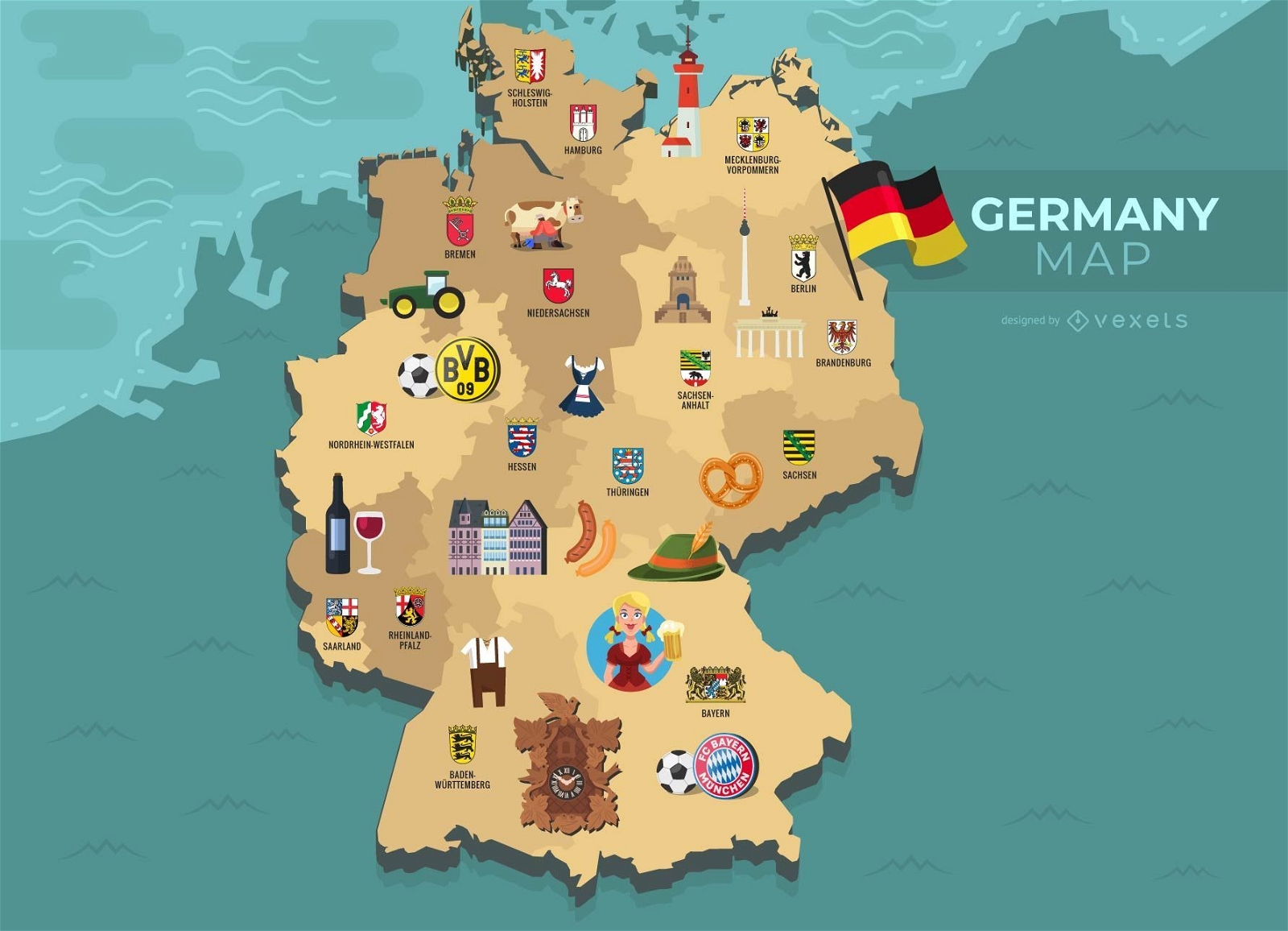 Ilustração do mapa da Alemanha