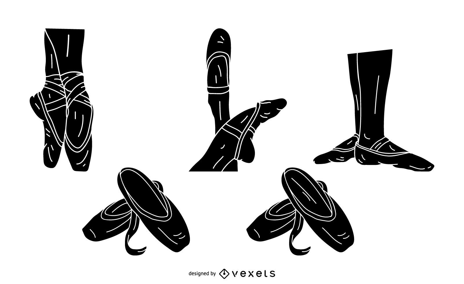 Conjunto de silhueta de sapatos de bailarina