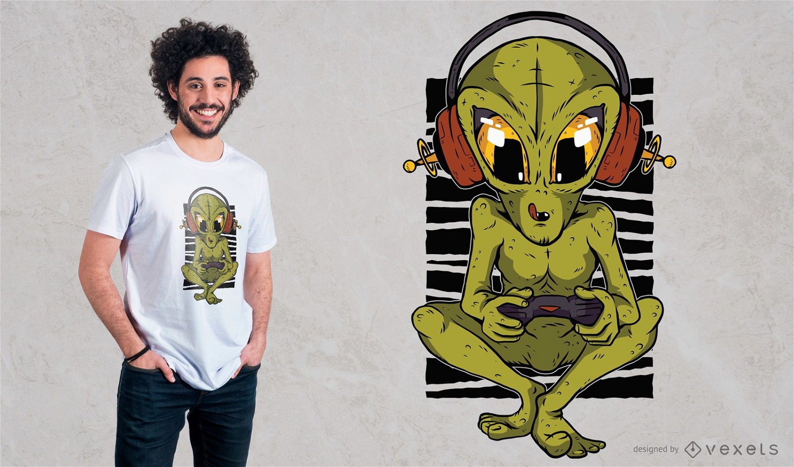 Alien Gamer T-Shirt Design