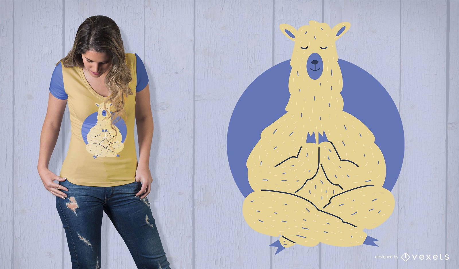 Llama Meditating T-Shirt Design