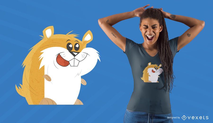 Diseño de camiseta de hámster de dibujos animados Diseño de camiseta de hámster de dibujos animados