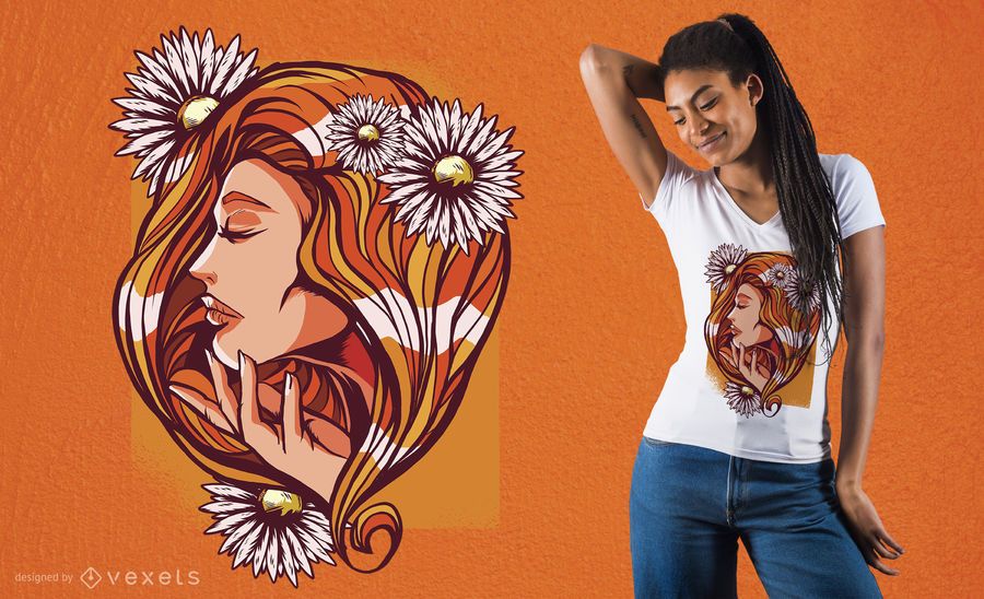 Diseño de camiseta de mujer pelirroja Diseño de camiseta de mujer pelirroja
