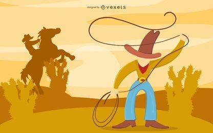 Desenho de ilustração do deserto de cowboy