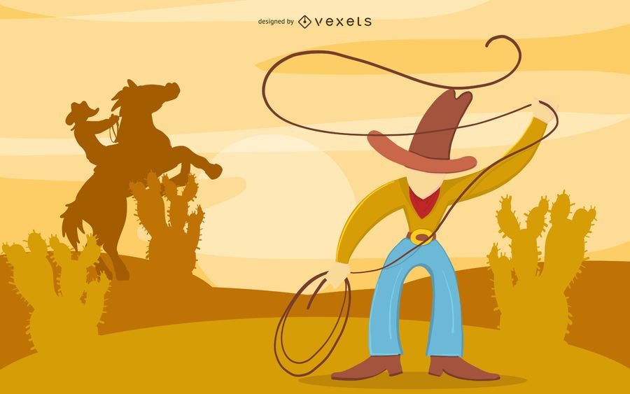 Projeto de ilustração do deserto de vaqueiro Projeto de ilustração do deserto de vaqueiro