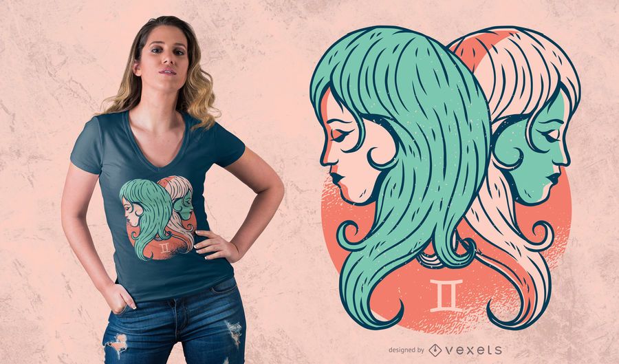 Gemini Zodiac T-shirt Design Gemini Zodiac T-shirt Design