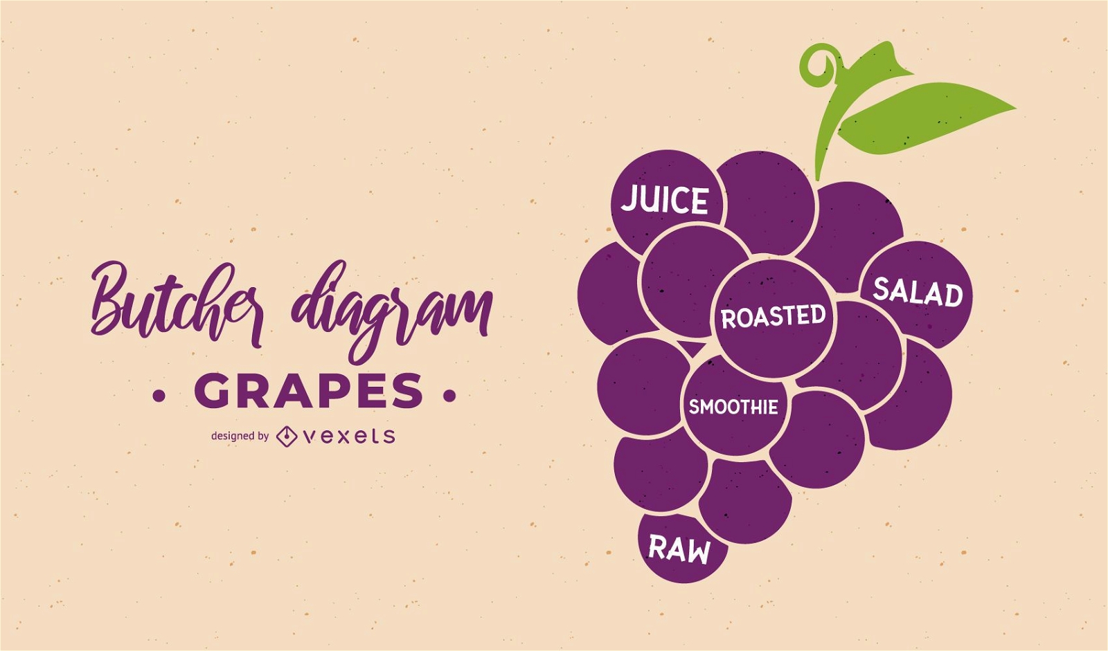 Projeto de diagrama de açougueiro de uvas