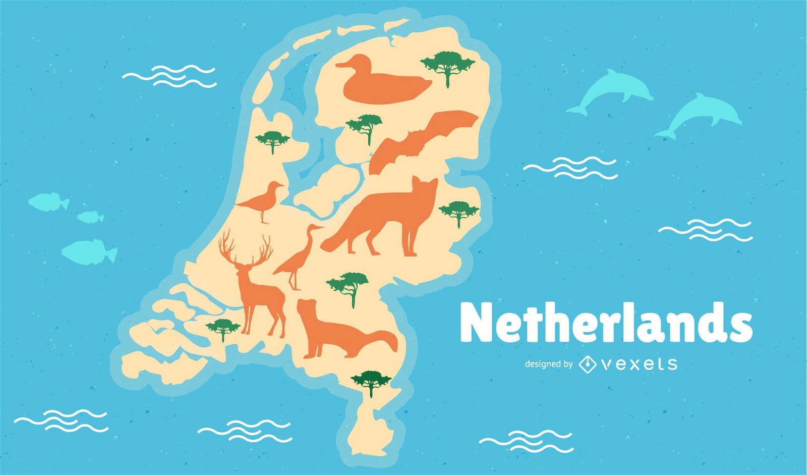 Ilustração do mapa da Holanda