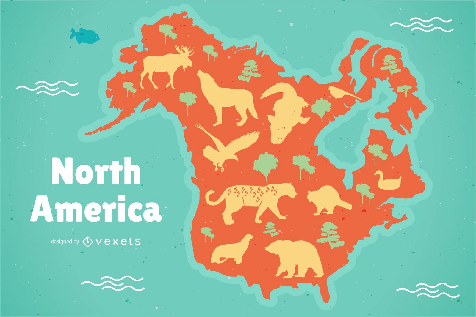 North America Map Illustration 