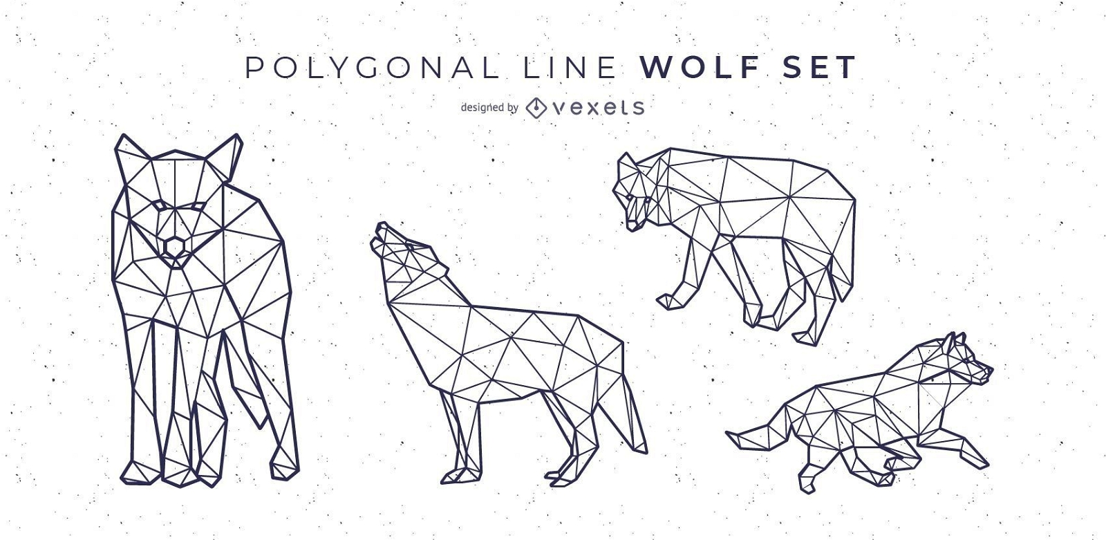 Conjunto de vetores de estilo de linha poligonal Wolf