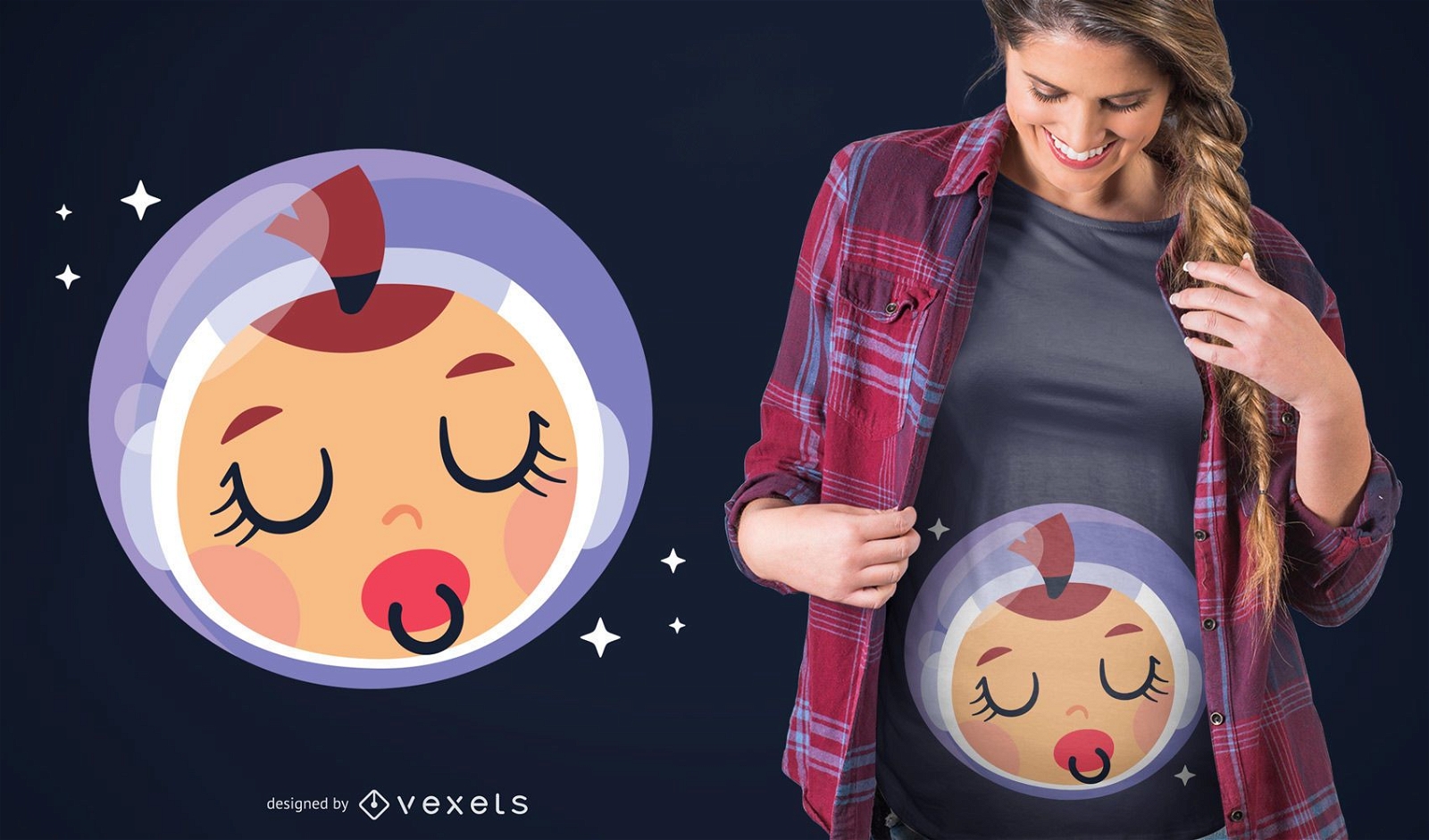 Schlafender Baby-Mädchen-Astronauten-T-Shirt-Entwurf