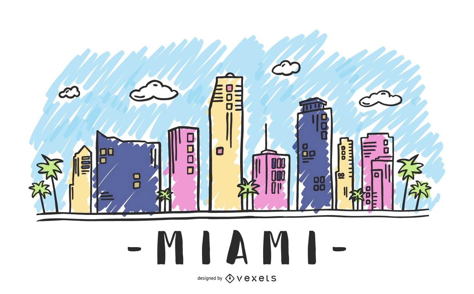 Descarga Vector De Diseño De Skyline De Miami USA