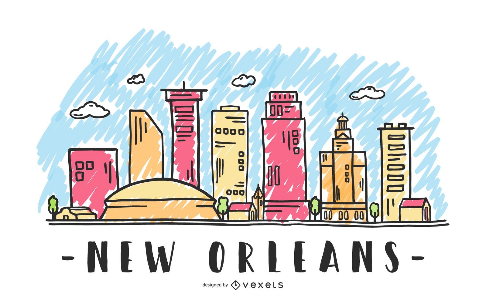New Orleans USA Skyline Design 