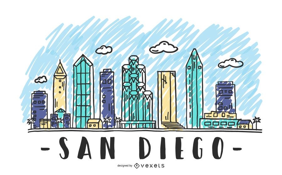 San Diego USA Skyline Design Vector Download