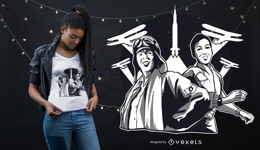 Design de t-shirt de mulher de ar Design de t-shirt de mulher de ar