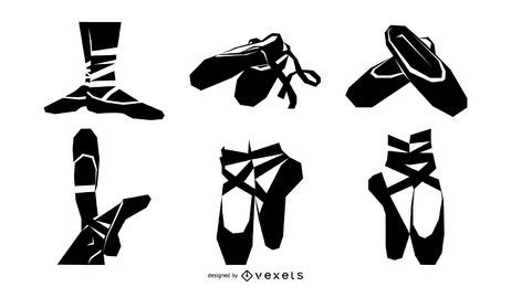 Conjunto de silueta de zapatos de ballet