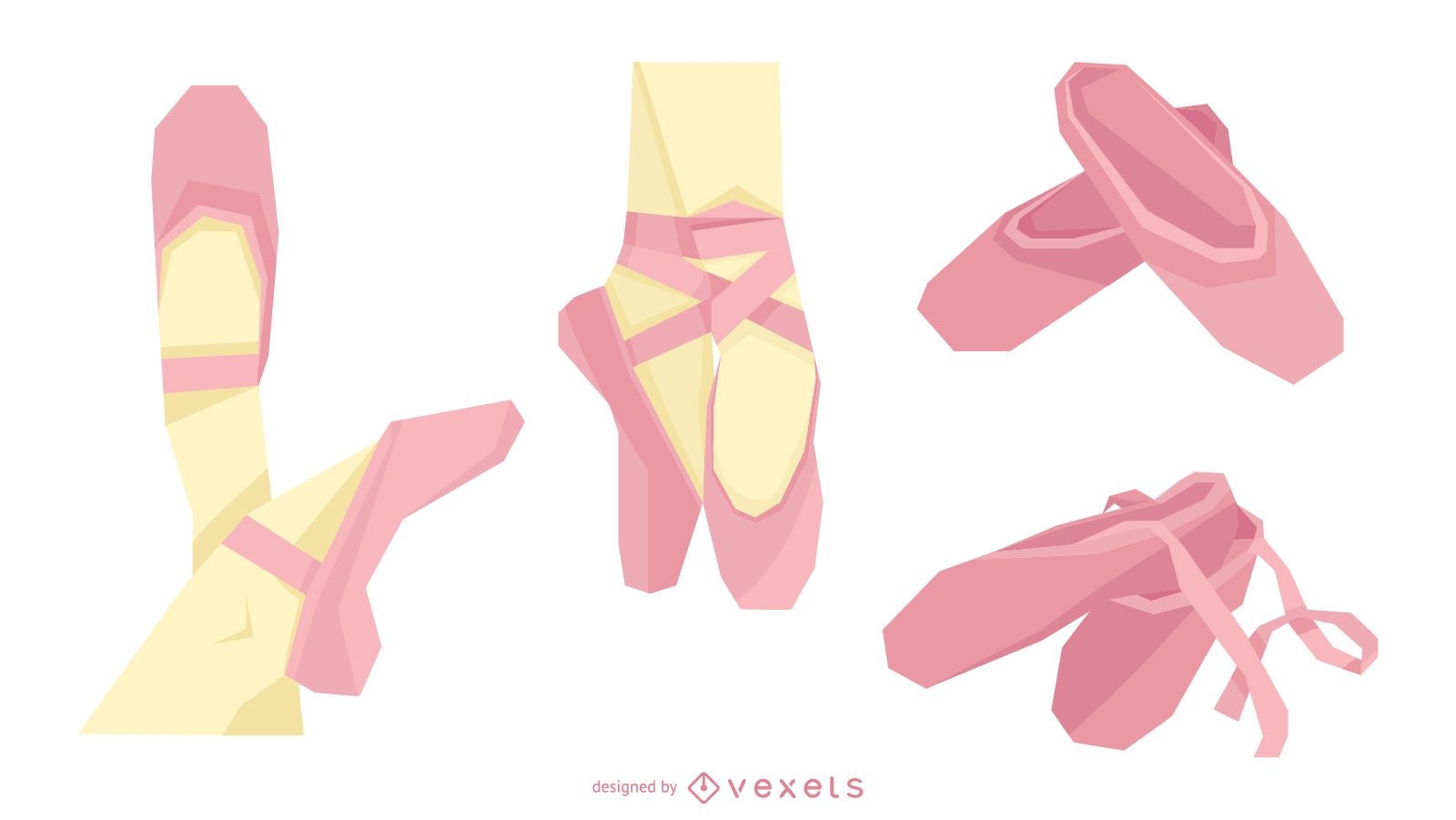 Conjunto de vectores de zapatos de ballet rosa