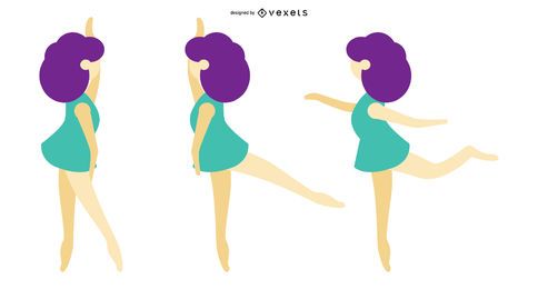 Conjunto de desenhos animados de bailarina