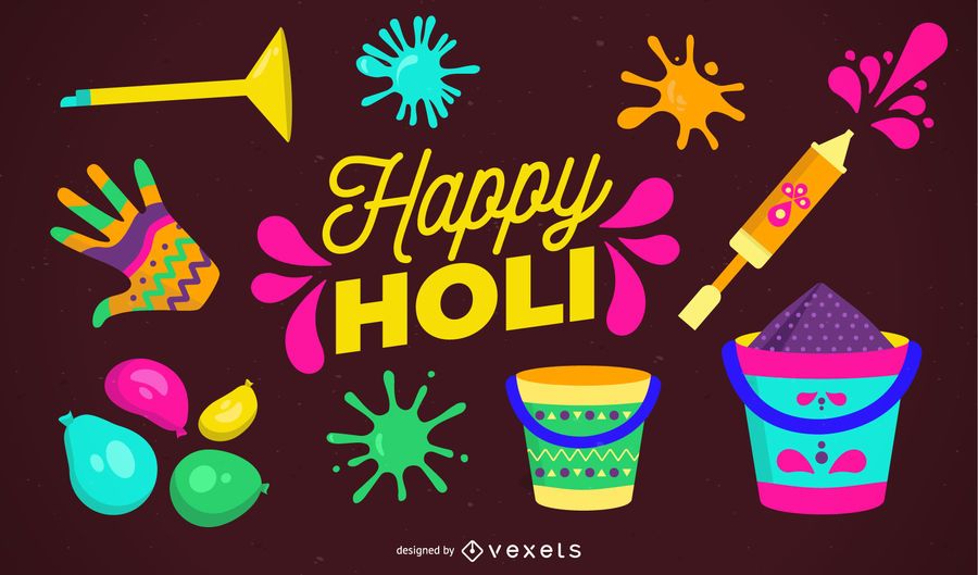 Happy Holi Illustration Design Happy Holi Illustration Design