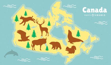 Diseño de mapa de animales de Canadá