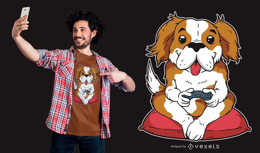 Dog Gamer T-Shirt Design Dog Gamer T-Shirt Design