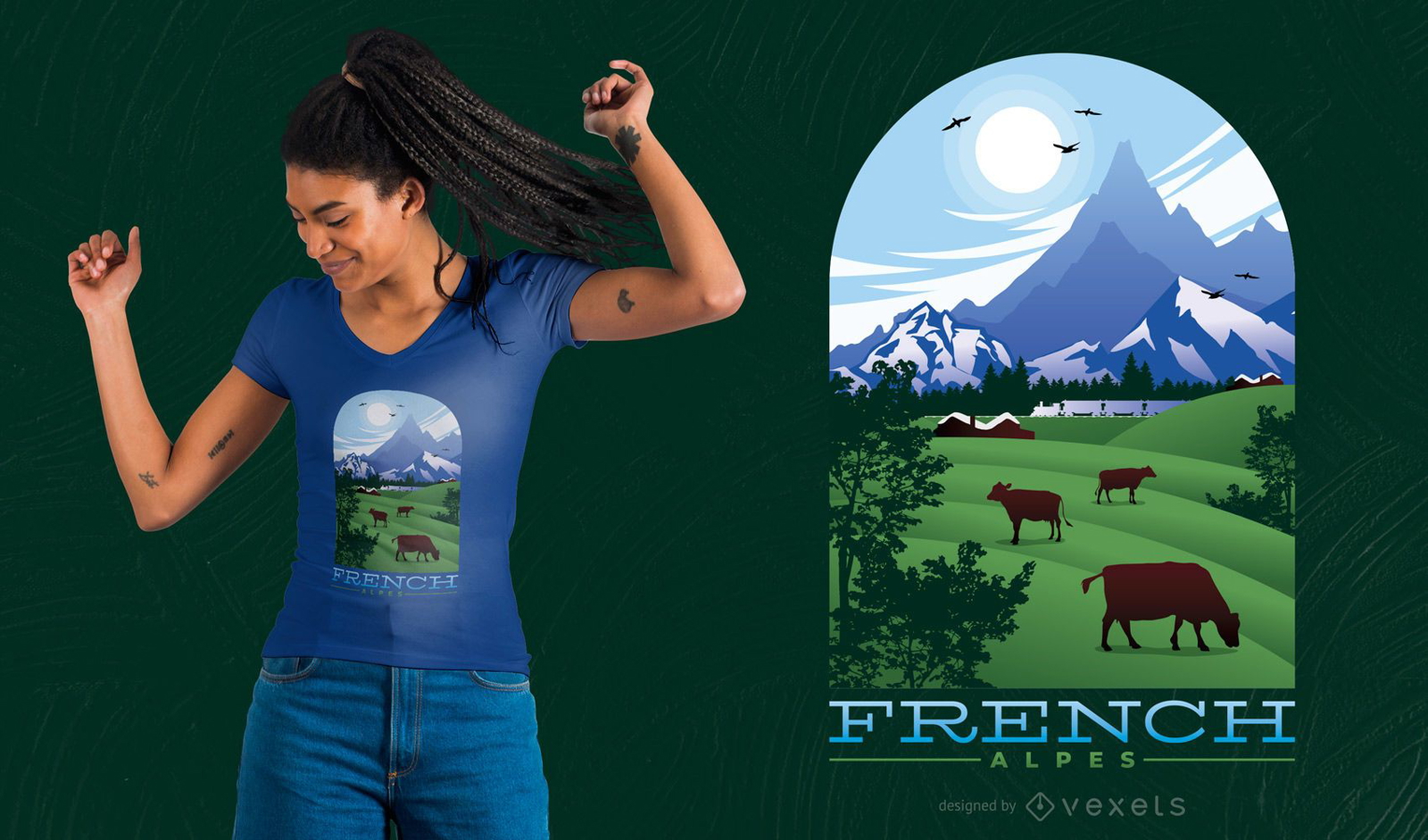Diseño de camiseta Alpes franceses