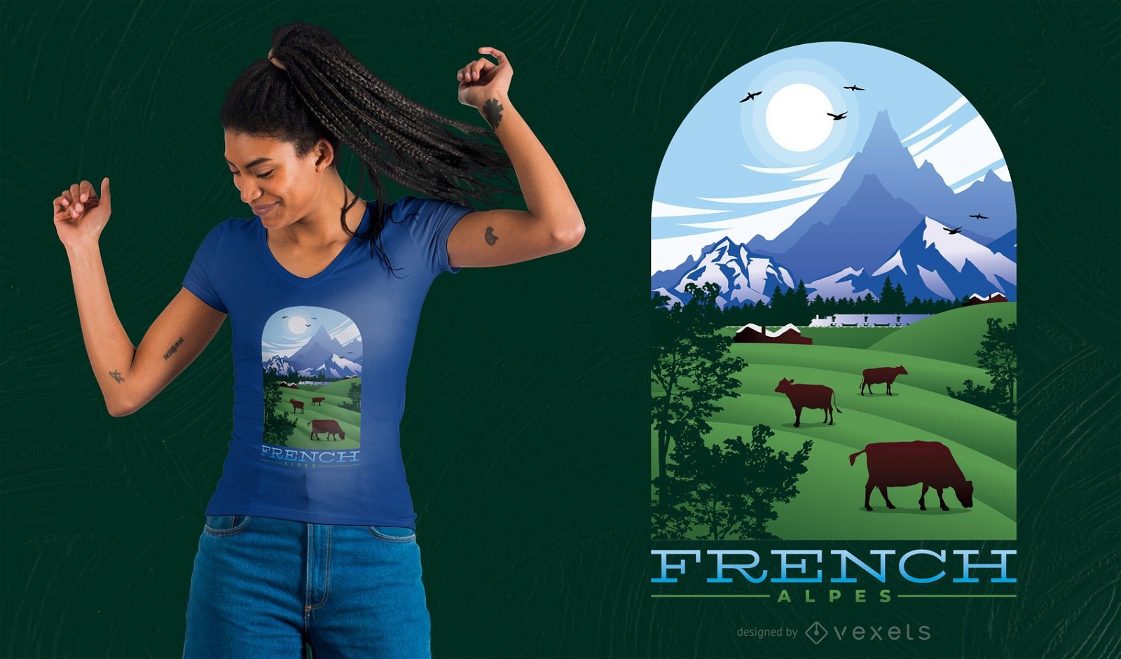 Franz?sische Alpes T-Shirt Design