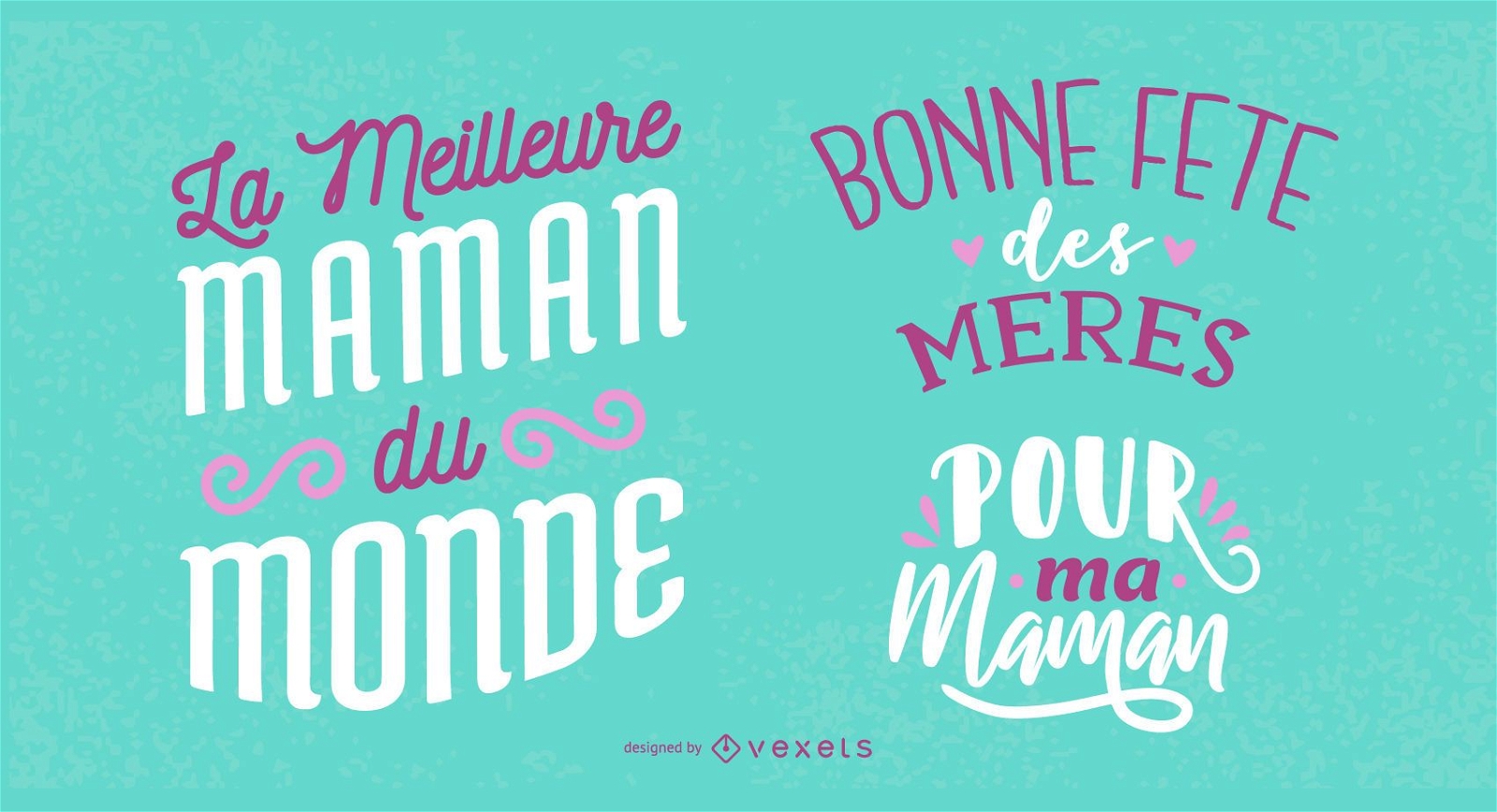 Design de letras em francês para o dia das mães
