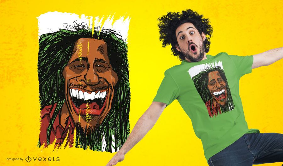 Rasta Man Cartoon T-Shirt Design Rasta Man Cartoon T-Shirt Design