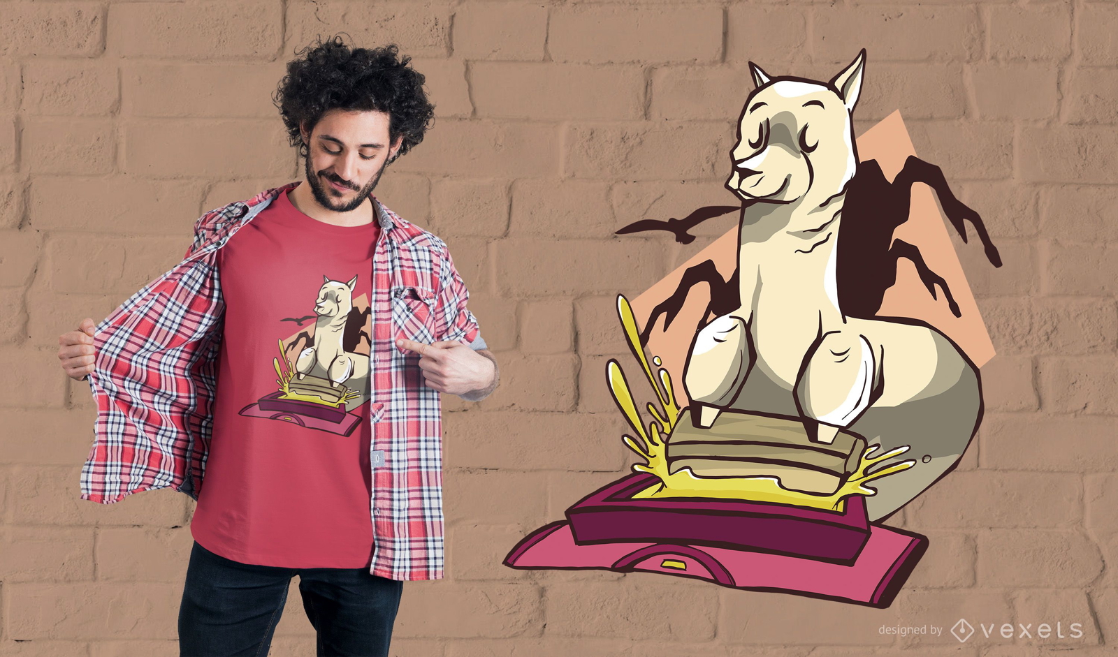Screen Printing Llama T-Shirt Design