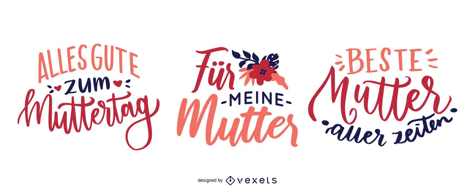 Design de letras do dia das mães alemão